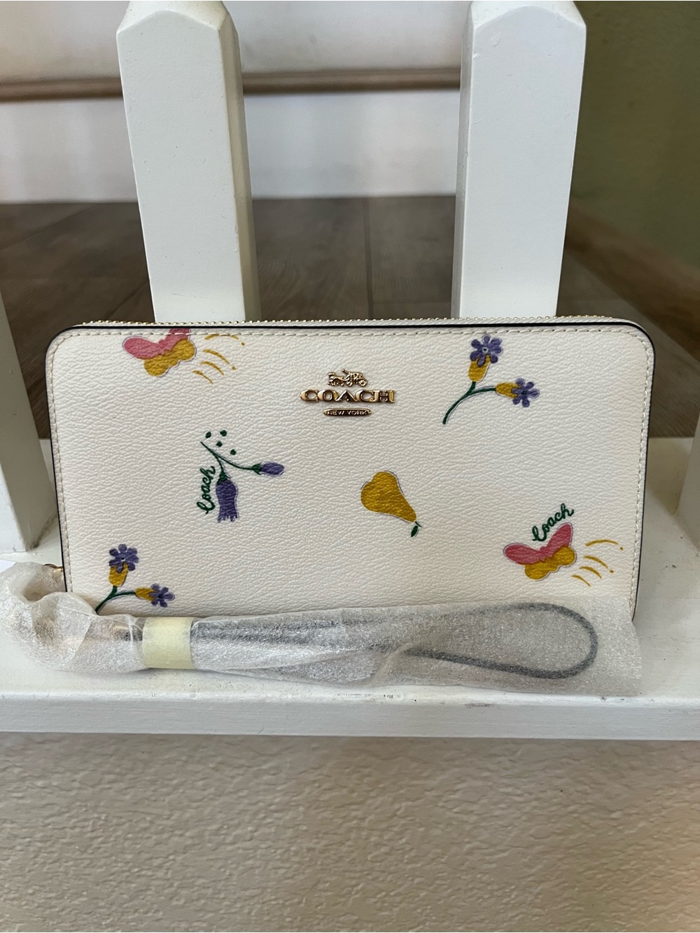 New Coach Dreamy Veggie Print Accordion Zip Wallet/Wristlet